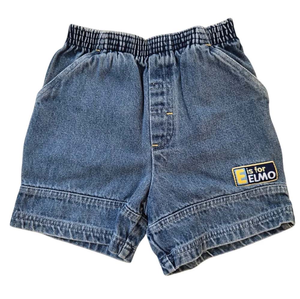 Vintage Y2k Sesame Street E Is For Elmo 2pc Shorts Polo Shirt Outfit